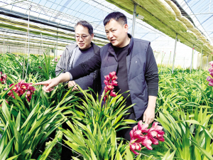   　　西南林业大学教授黄海泉（左）与科技小院负责人代建雄。